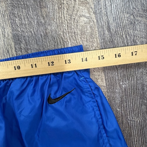 Nike Y2K Track Pants Mens L Blue Nylon Windbreaker Joggers Zip Ankle Leg Swoosh - Picture 11 of 13